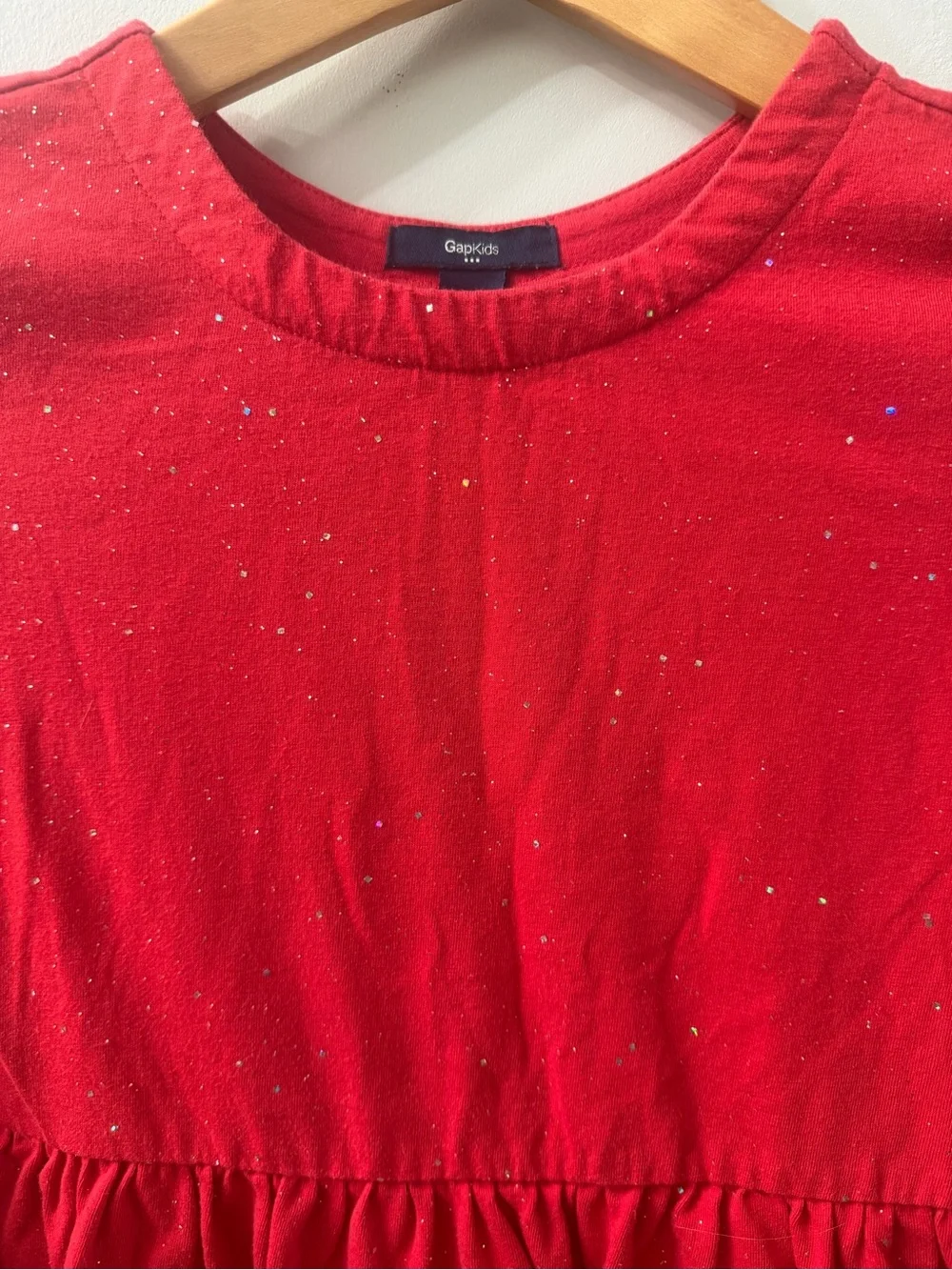 GAP Red Long-Sleeve Sparkle Skater Dress for Girls Medium(8)
